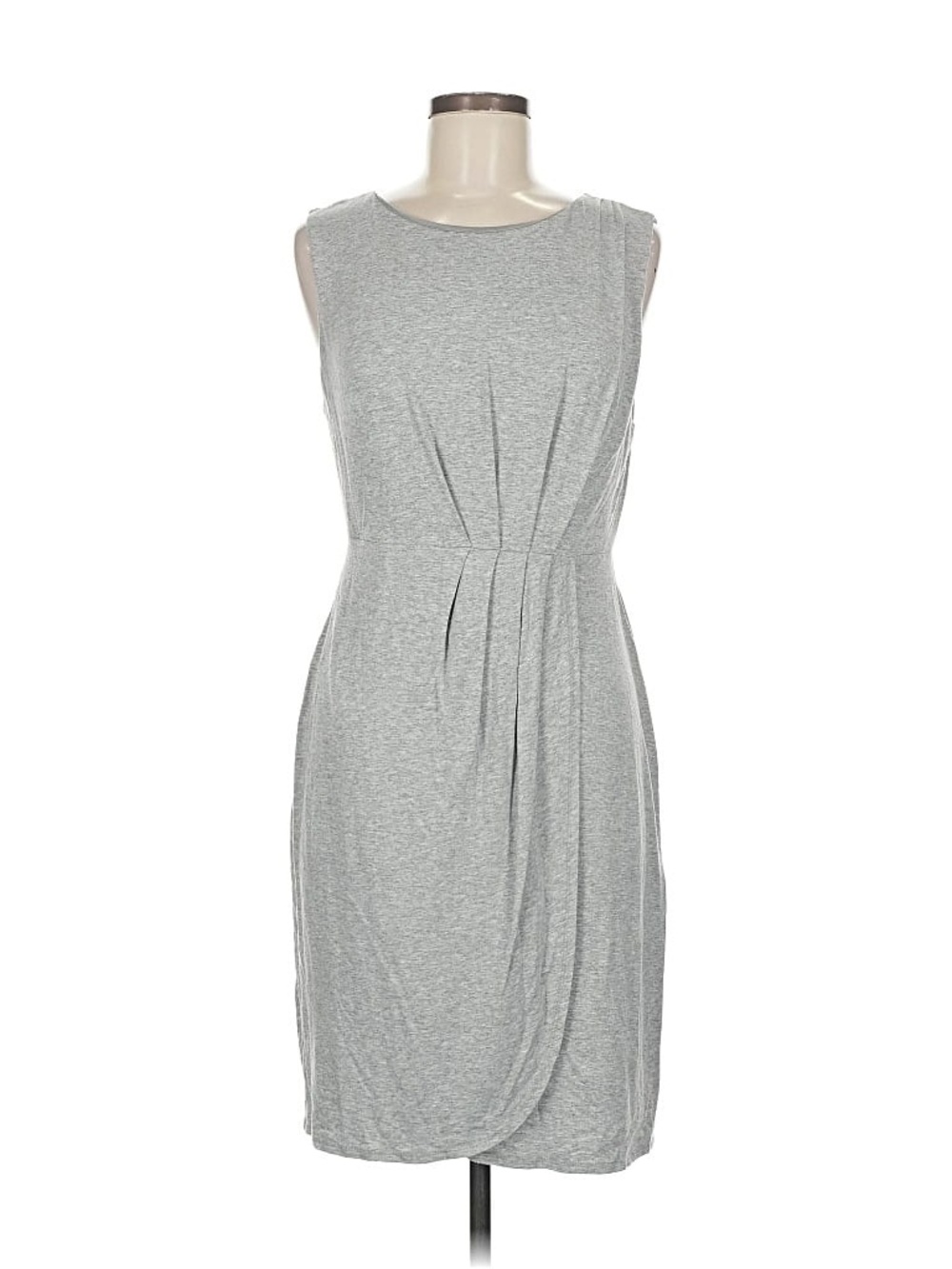 Sleeveless Light Gray Pleated Midi Dress